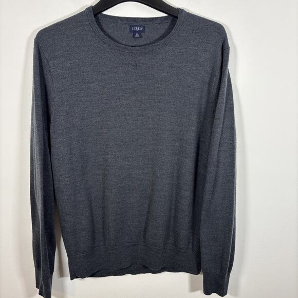 J Crew Merino Wool Acrylic Crewneck Sweater Size XL Heather Blue Lightweight - Picture 1 of 7